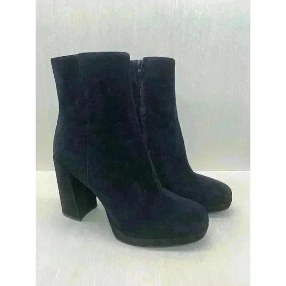 Steve Madden Main Women’s Black Suede Leather Block Heels Booties Size US 10 M - Picture 2 of 10